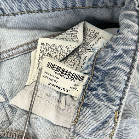 Zara Extra Baggy Wide Leg Y2K Women pants (4) faded distressed Denim Blue Jeans - Picture 13 of 13